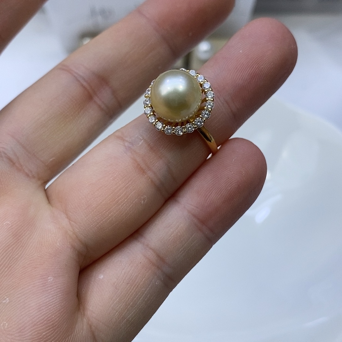 海水珍珠戒指银S925镶嵌