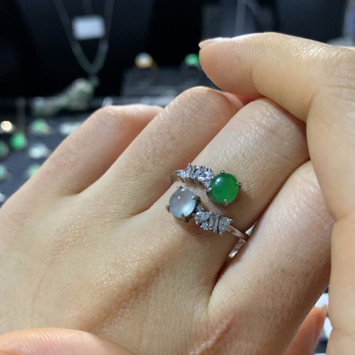 翡翠银S925镶嵌戒指