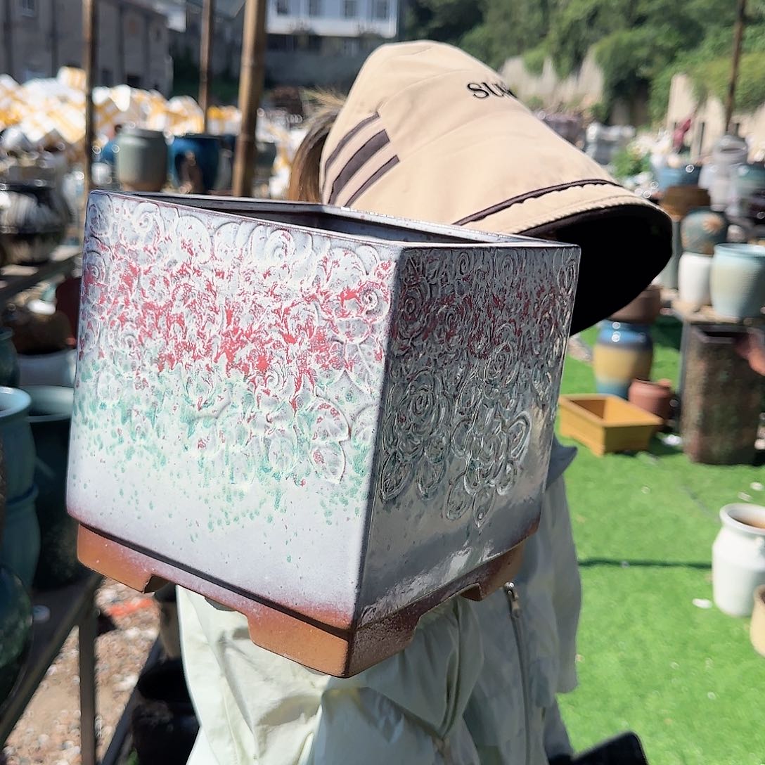 紫砂花盆王嫂花盆0704-116高20口19