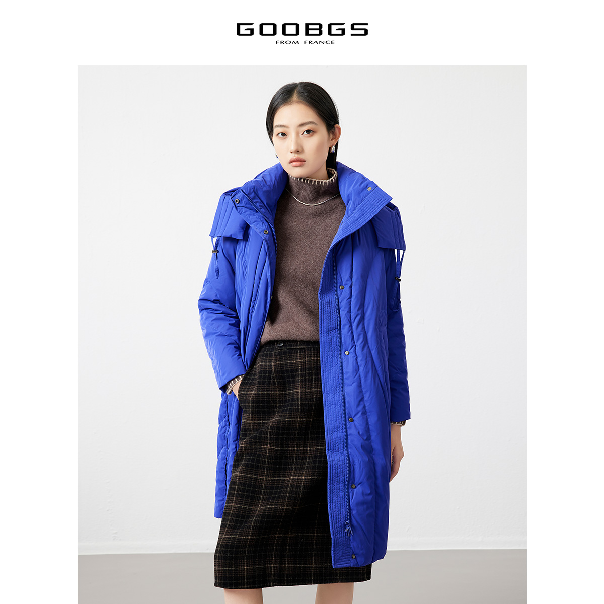 【谷邦L+】立领连帽鸭绒长款羽绒服 G2465270