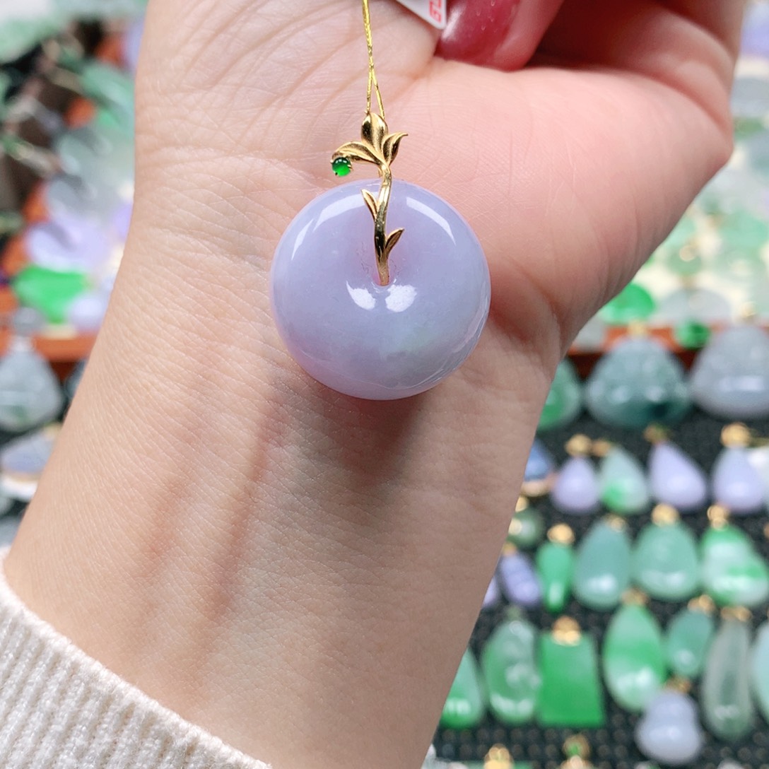 吊坠(不含链)18K金镶嵌翡翠