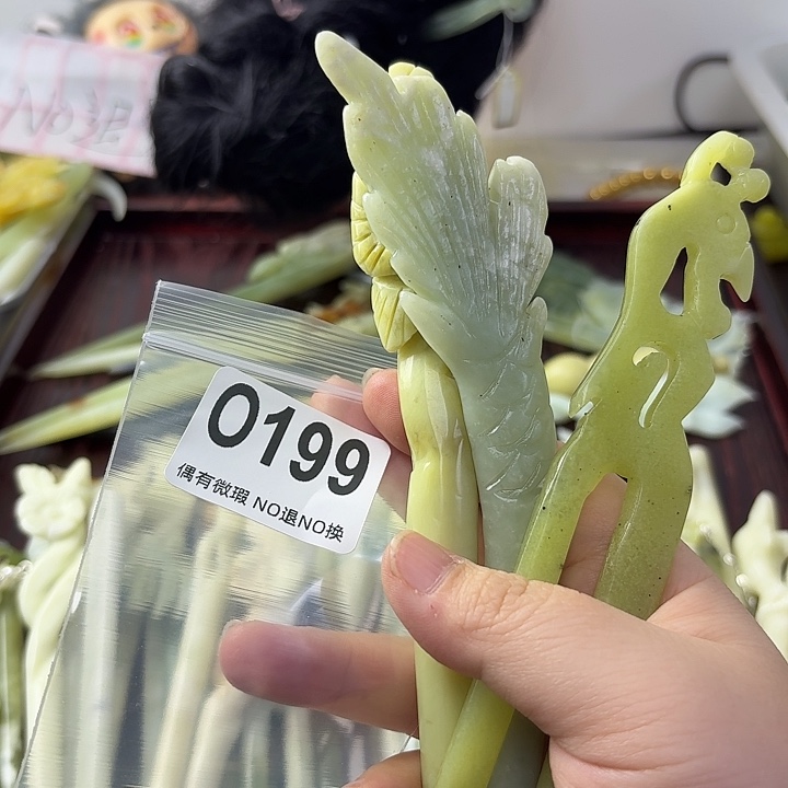 一***康蛇纹石玉合金发饰