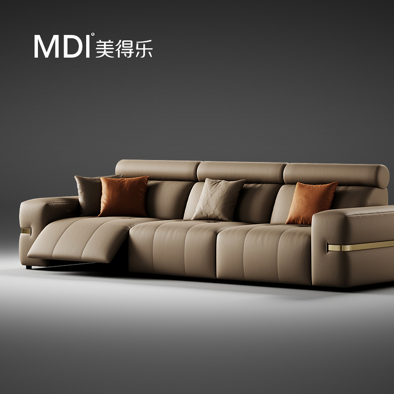 美得乐别墅豪宅轻奢皮艺布艺电动沙发设计师创意意式简约家用客厅