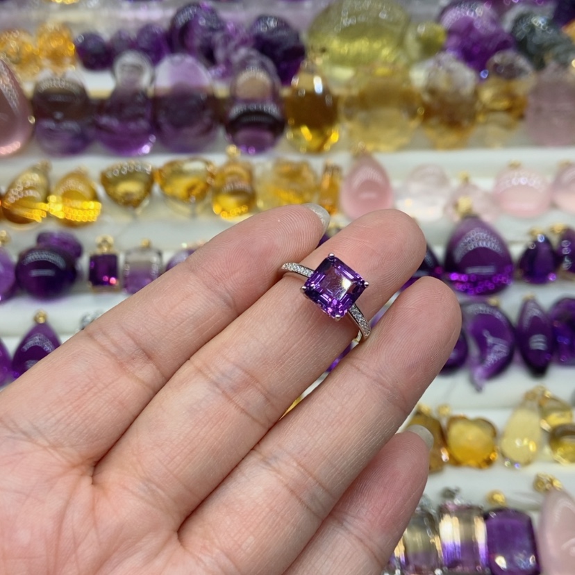 【闪购商品】水晶水晶戒指银S925镶嵌?***?