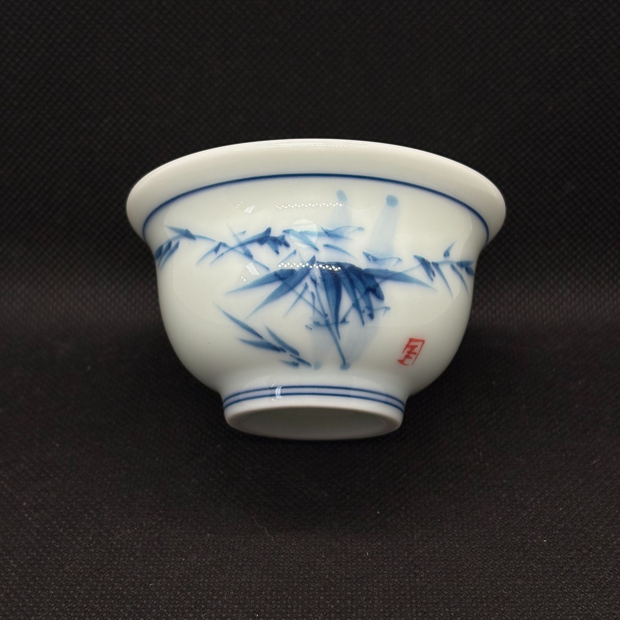 景德镇手绘青花君子竹小压手陶瓷釉下彩主人杯家用高档喝茶品茗杯