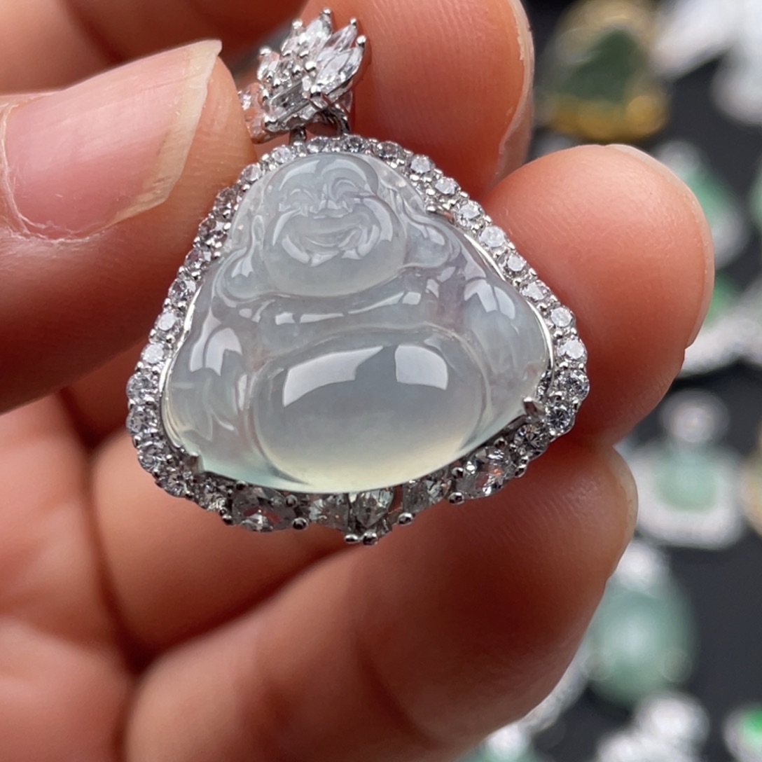 翡翠银S925镶嵌吊坠(不含链)