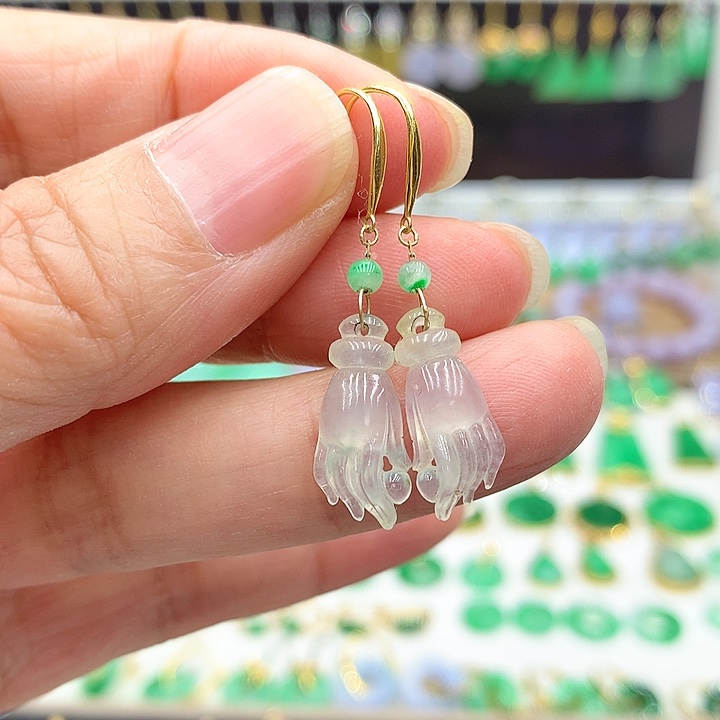 翡翠18K金镶嵌耳饰