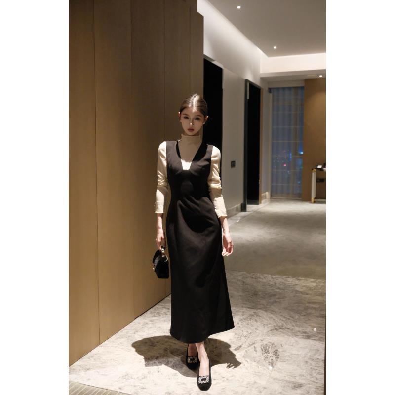 春日部【冷调白茶】法式温柔上衣吊带裙套装01462