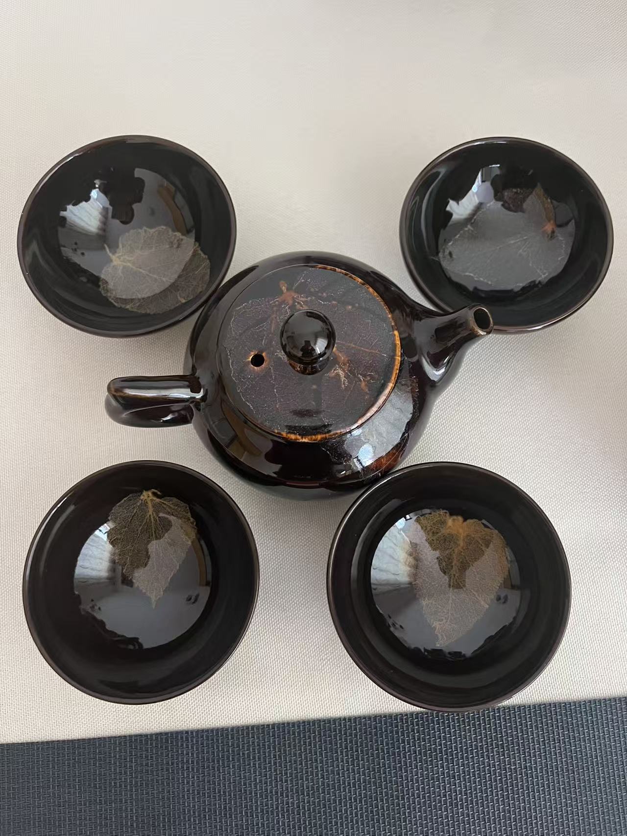 茶席雅集吉州窑桑叶纹一壶四杯款茶道