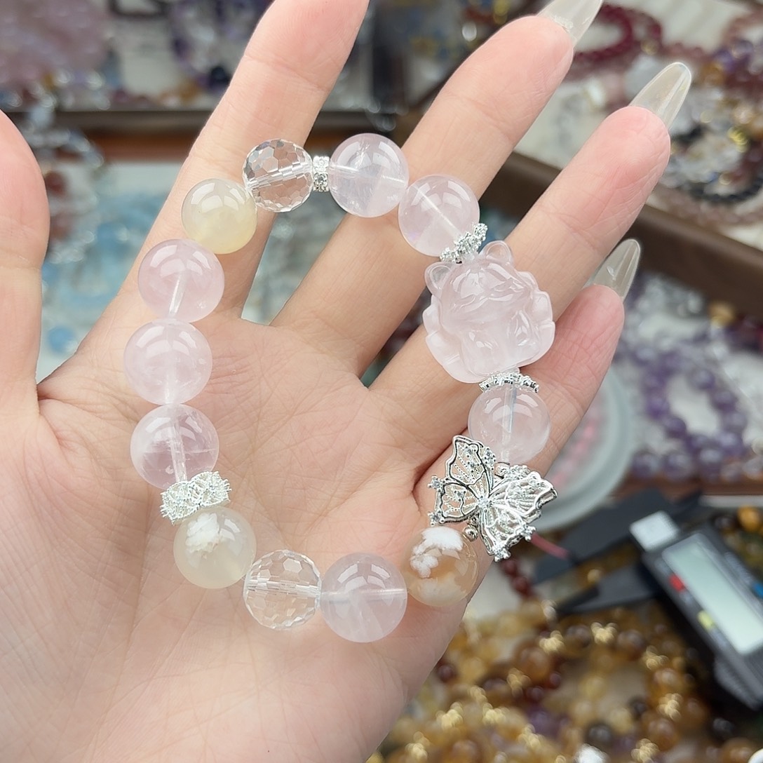 烟晶手链银S925镶嵌好