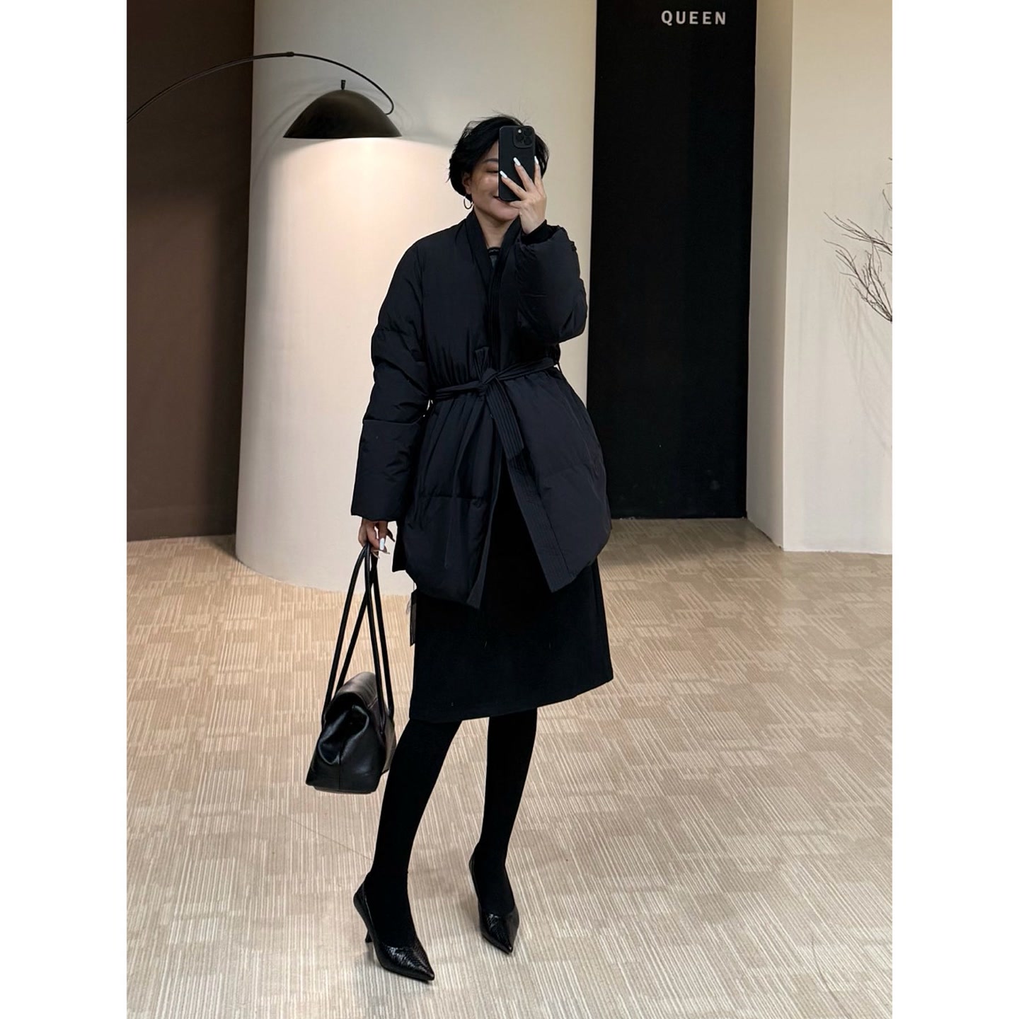 美丽定制极简轻奢短款腰带羽绒服160斤以内（11089）