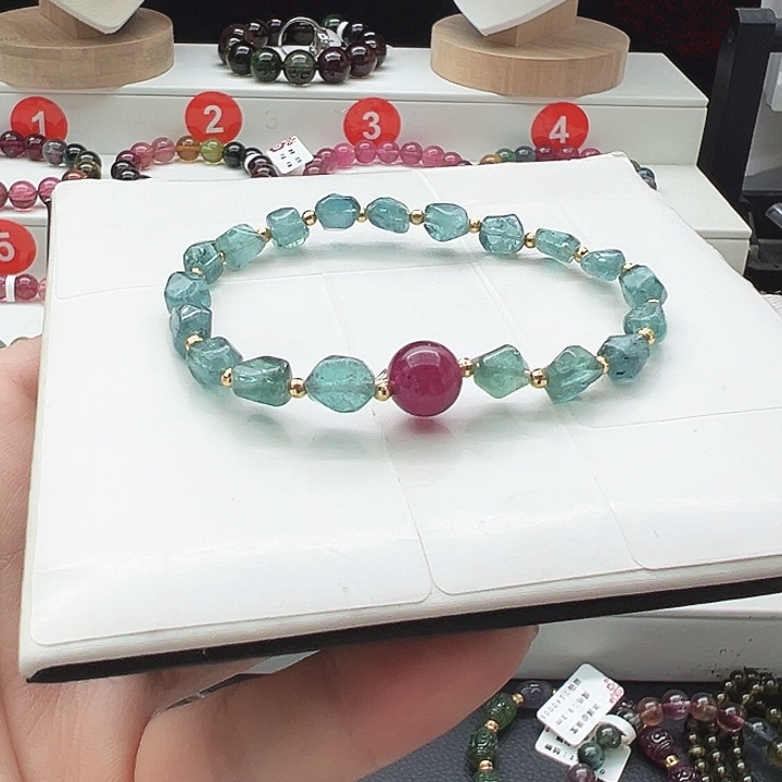 18K金镶嵌碧玺手链2号