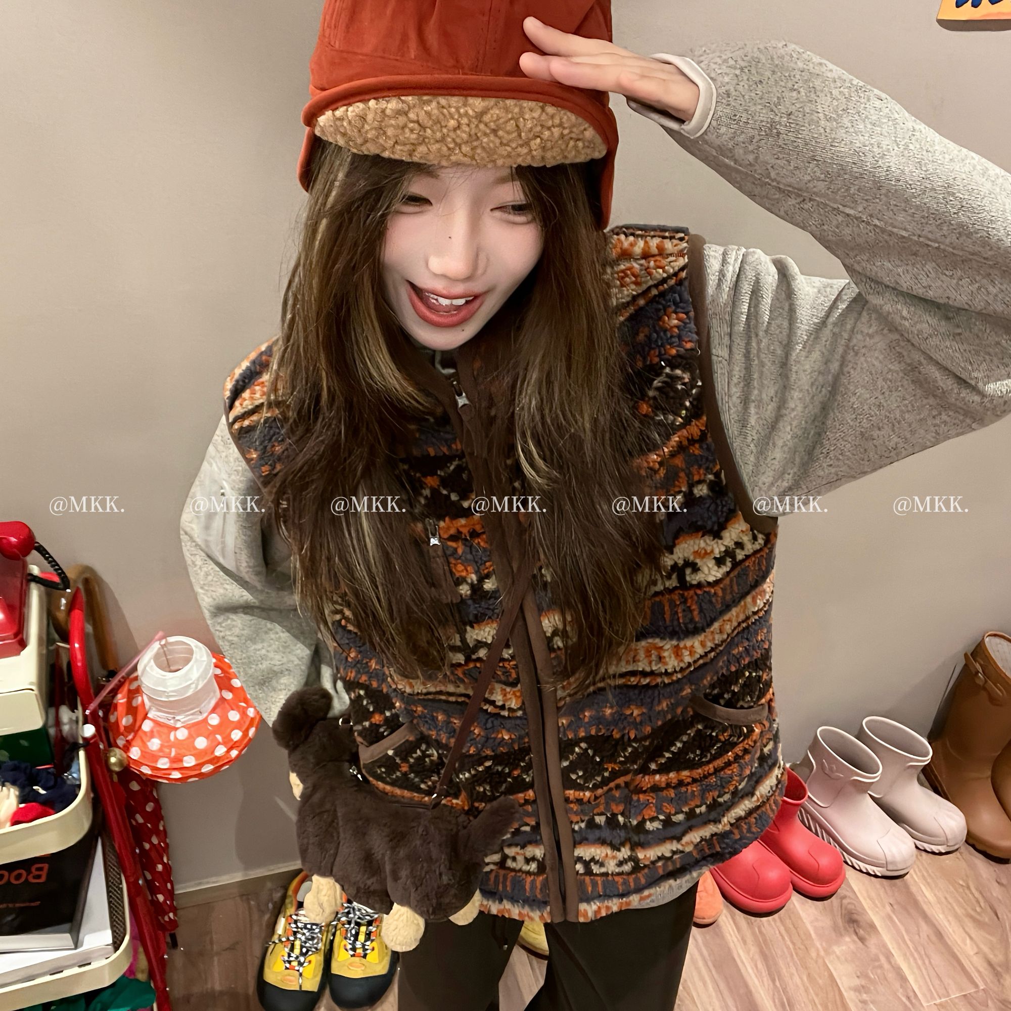 MIN SAN JIN【KK专属】中古北欧费尔岛日本科技双面摇粒绒马甲