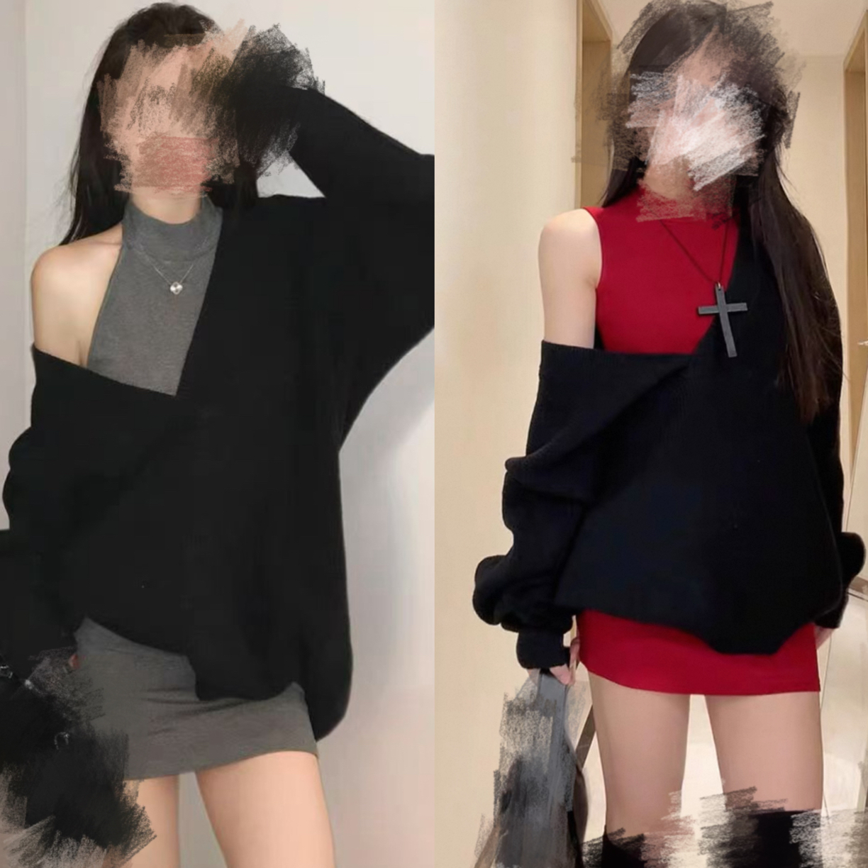 【缪斯女神】大码甜酷辣妹套装宽松外搭➕修身包臀连衣裙两件套1733