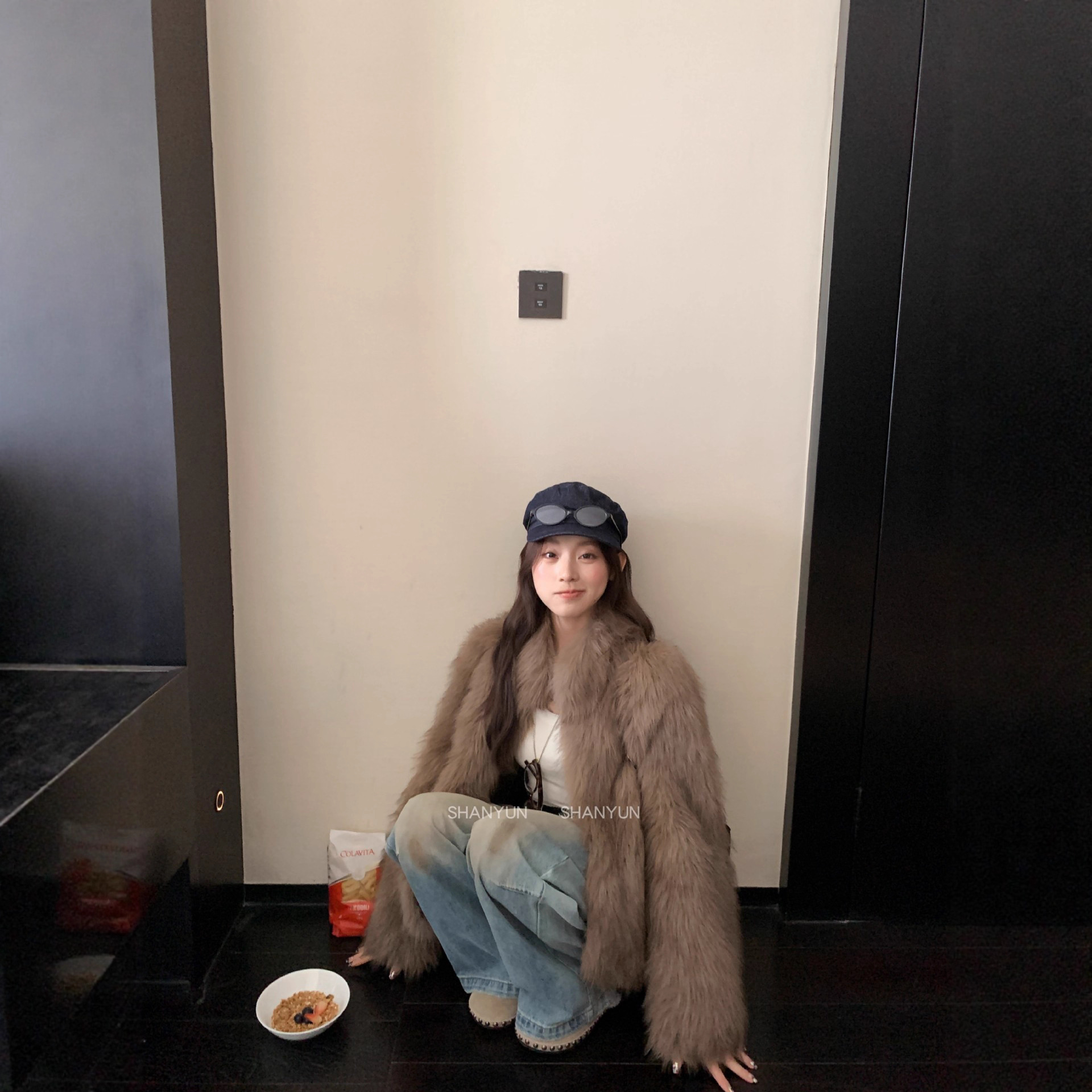 崇福衫韵‘浮生若梦’仿狐狸毛环保皮草气质女人冬季外套保暖贵气