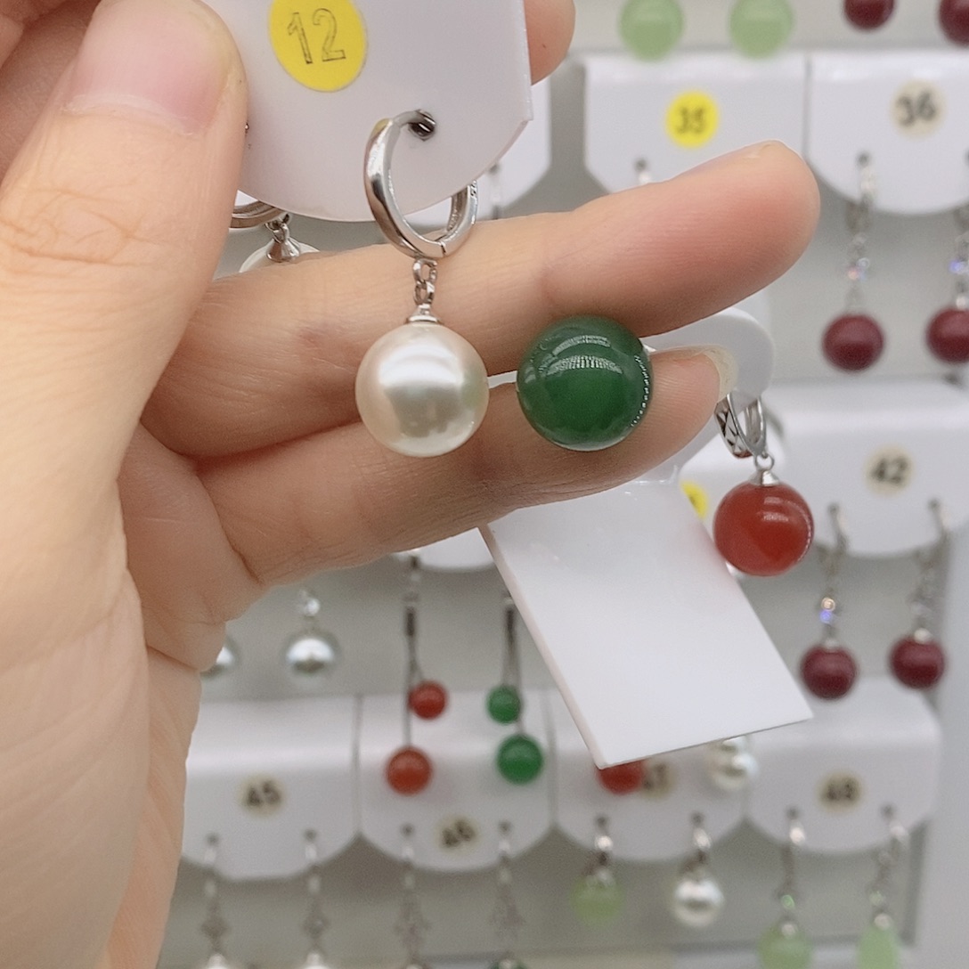 非金属925银12毫米绿色珠子