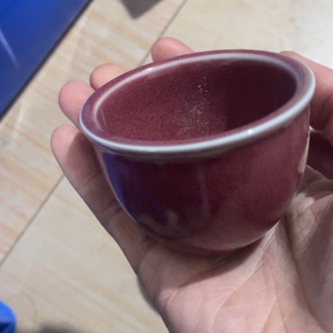 景德镇陶瓷手工胎豇豆红主人杯