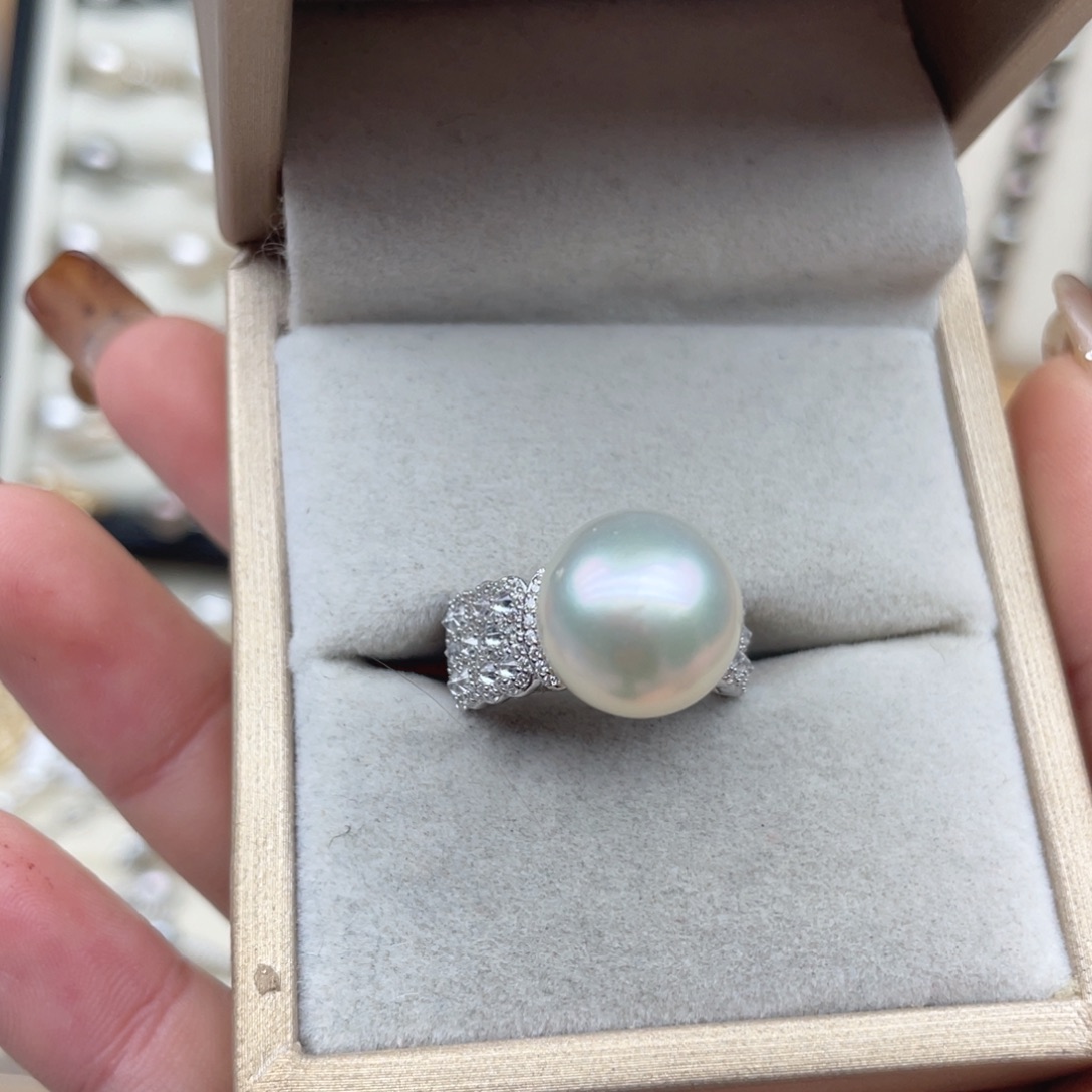海水珍珠戒指银S925镶嵌Z120