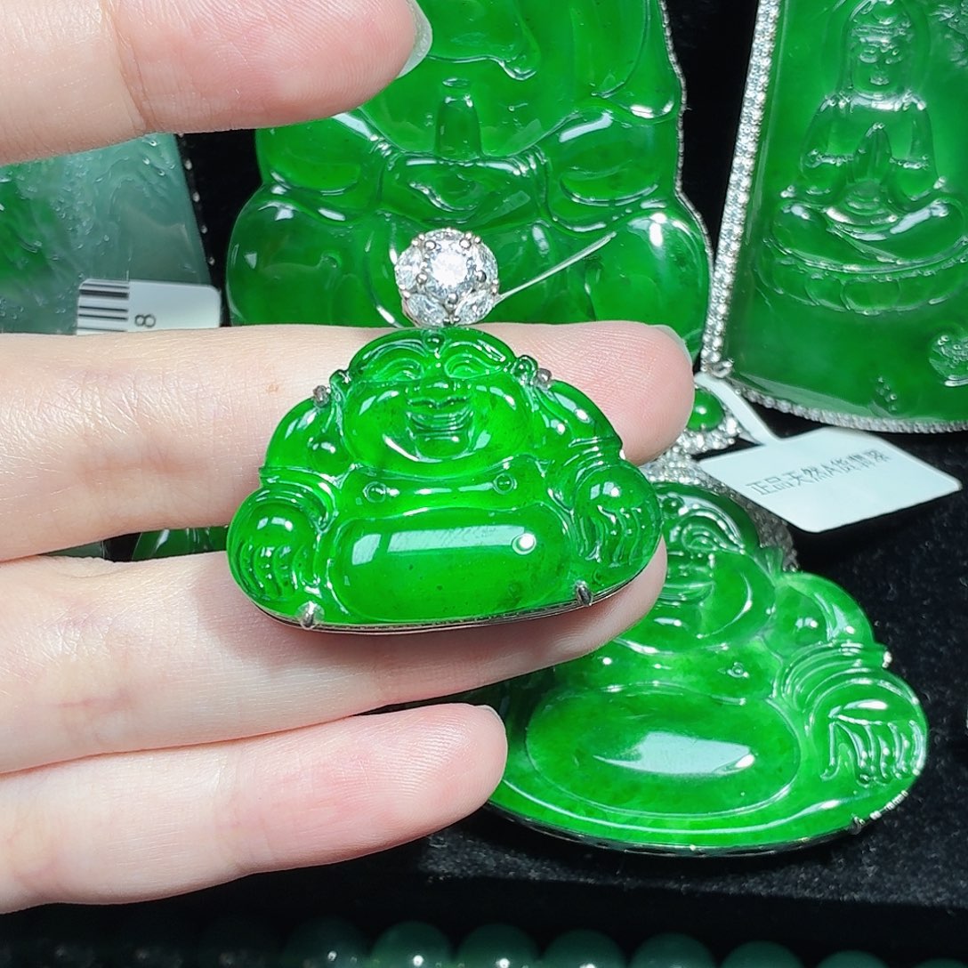 翡翠银S925镶嵌颈饰天然A货翡翠