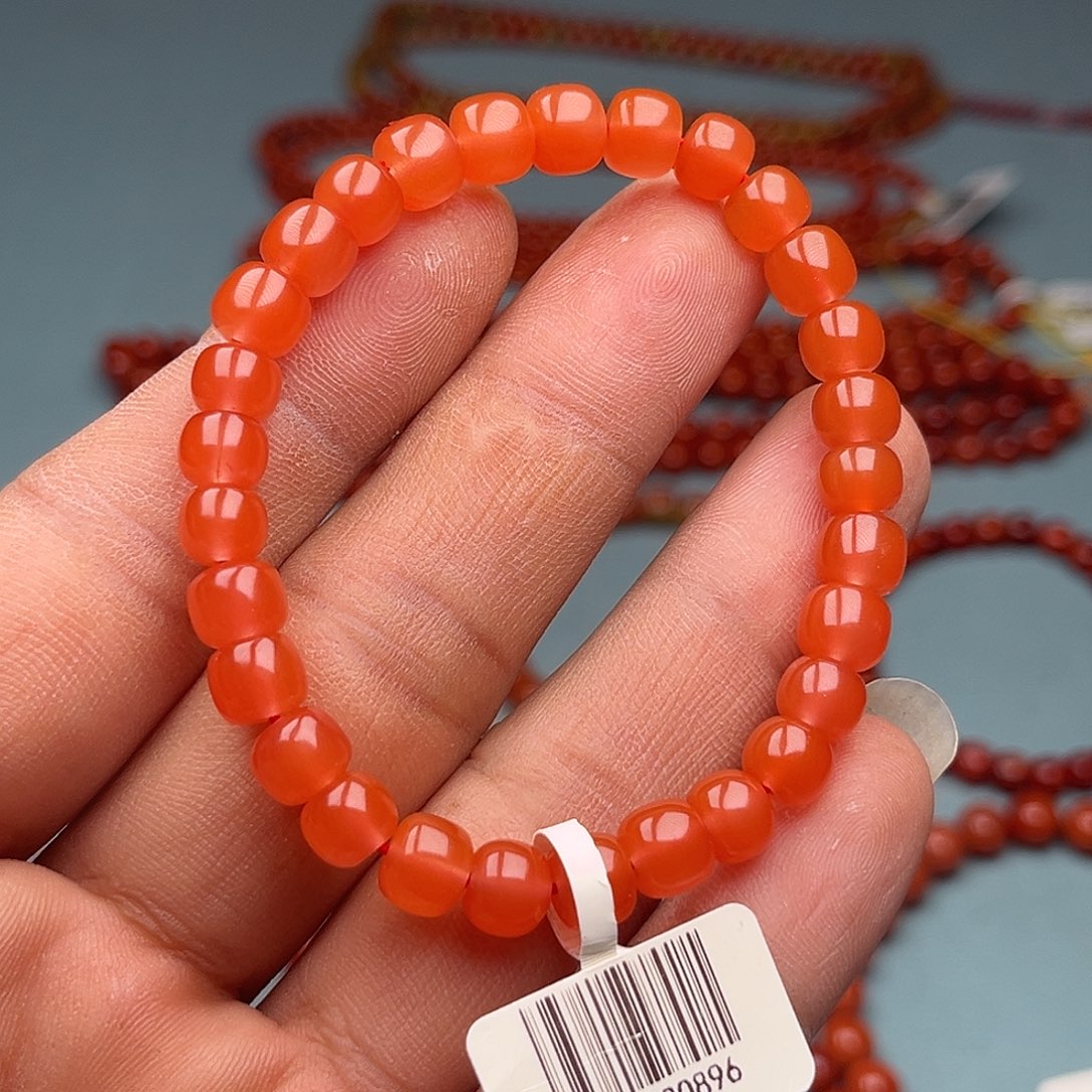 南红玛瑙未镶嵌手链樱桃红卡7