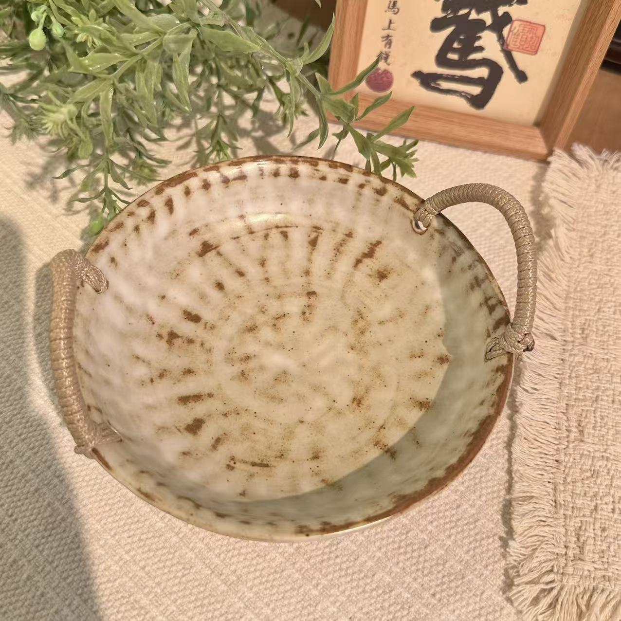 锤纹双耳麻绳小果盘 15cm*4cm P096 CZ