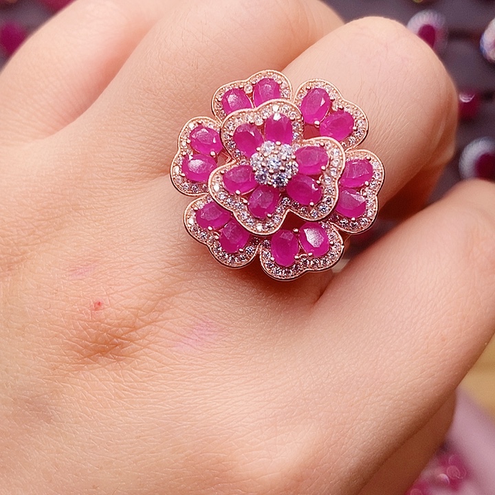 红宝石银S925镶嵌戒指