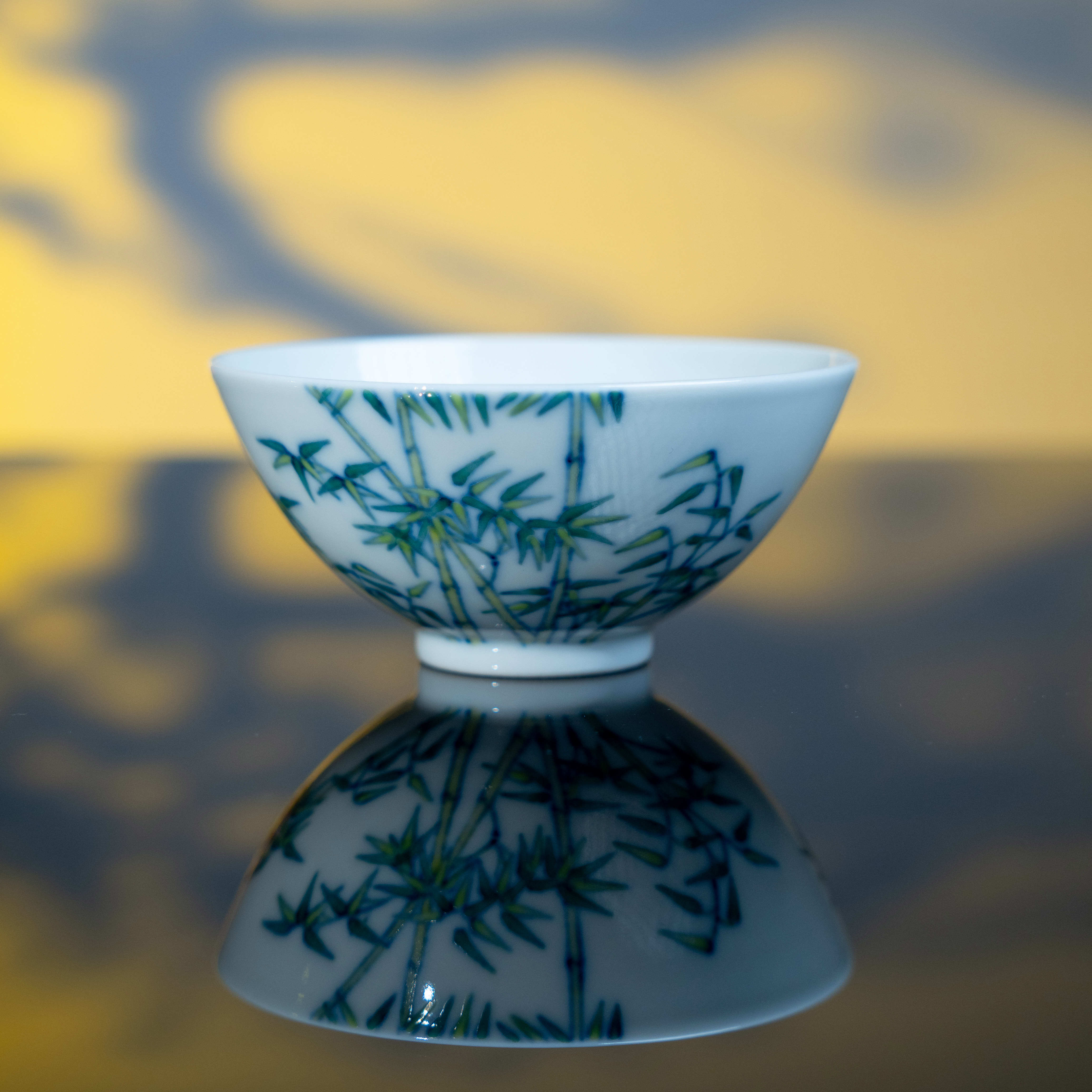 龚华窑仿雍正青花斗彩竹纹碗原矿柴窑全手工主人杯纯手工花纹