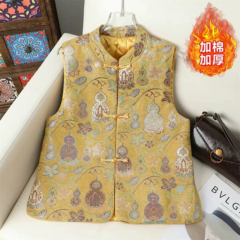 【宝葫芦】秋冬新款新中式国风文艺气质返潮复古国潮文化加厚马夹女