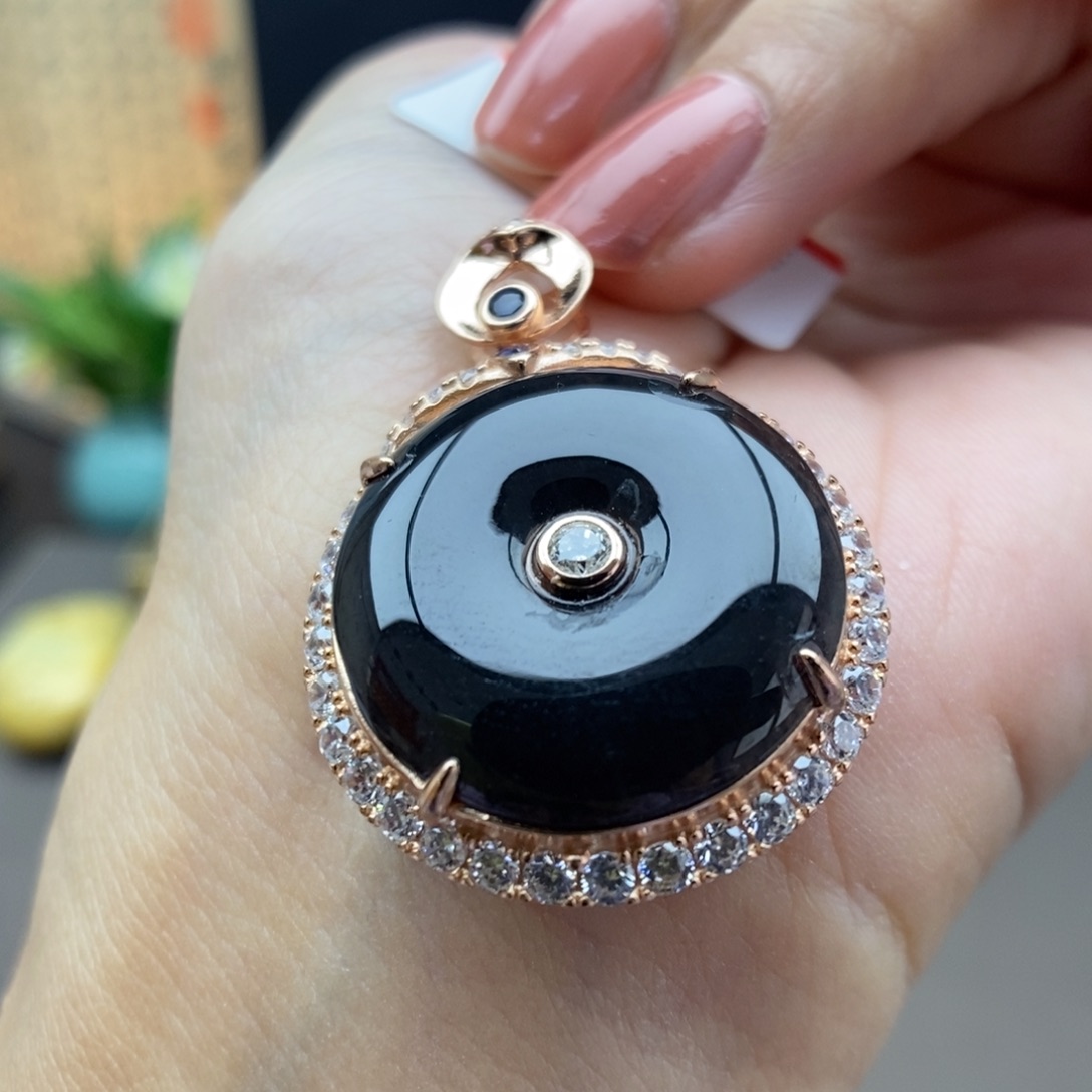 翡翠银S925镶嵌颈饰吊坠70