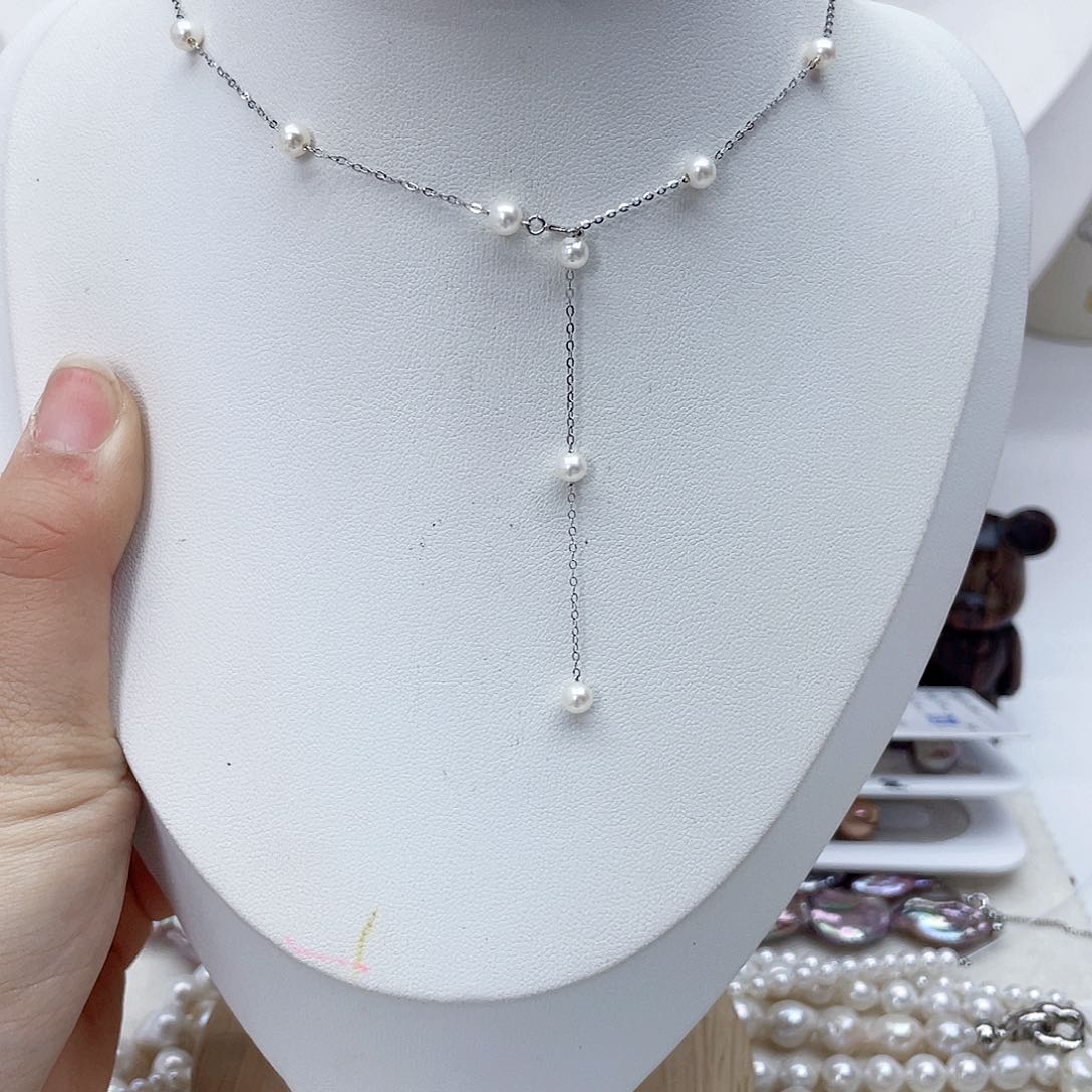 颈饰银S925镶嵌淡水珍珠
