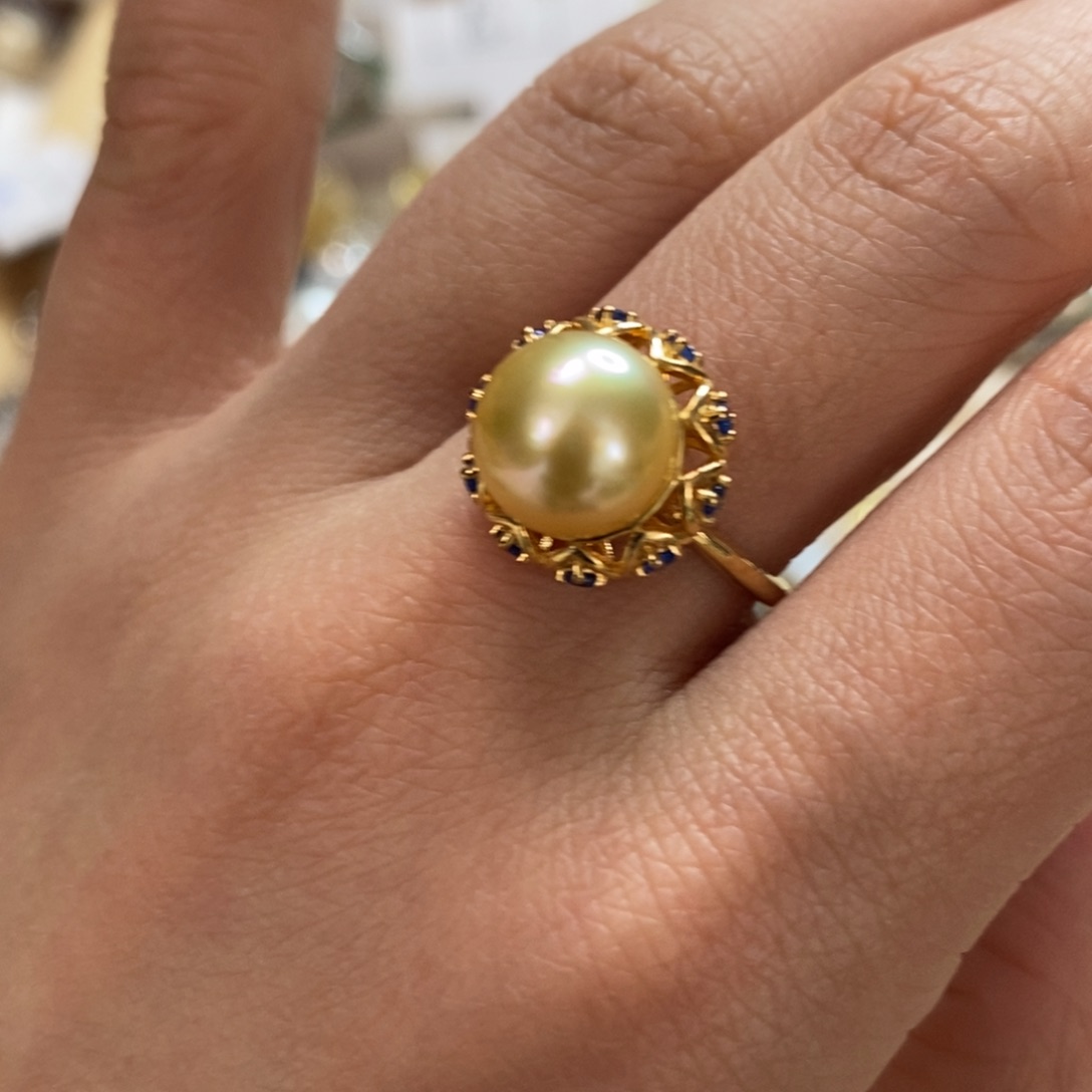 海水珍珠戒圈银S925镶嵌