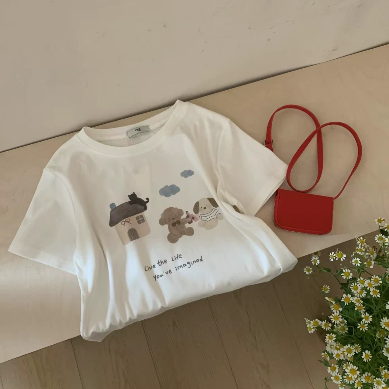 611 egg 卡通圆领正肩短袖