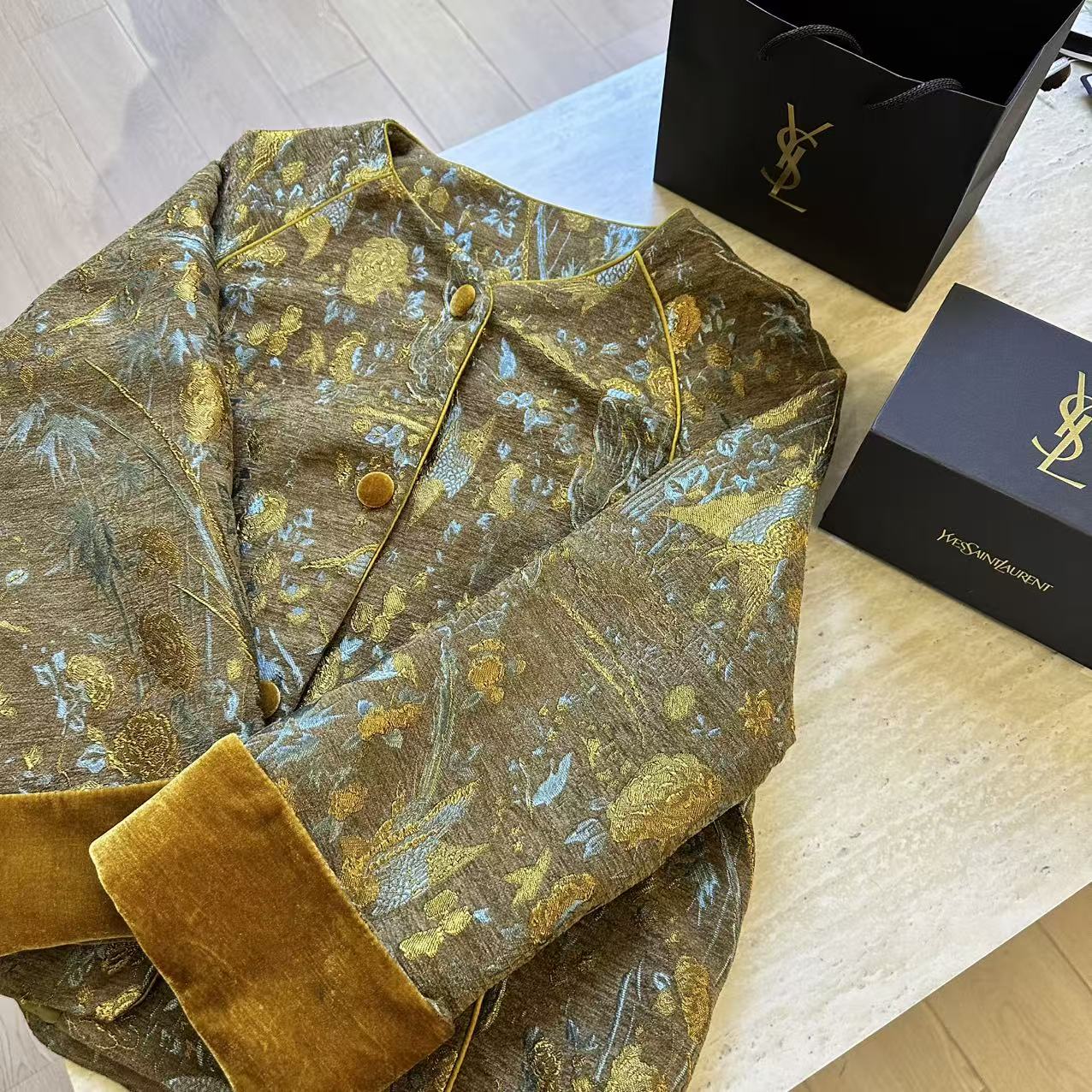 【万事吉】新中式厚款织金刺绣棉服贵气轻奢显白526984