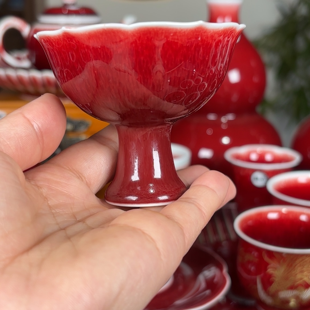 杯景德镇杯子原矿郎红