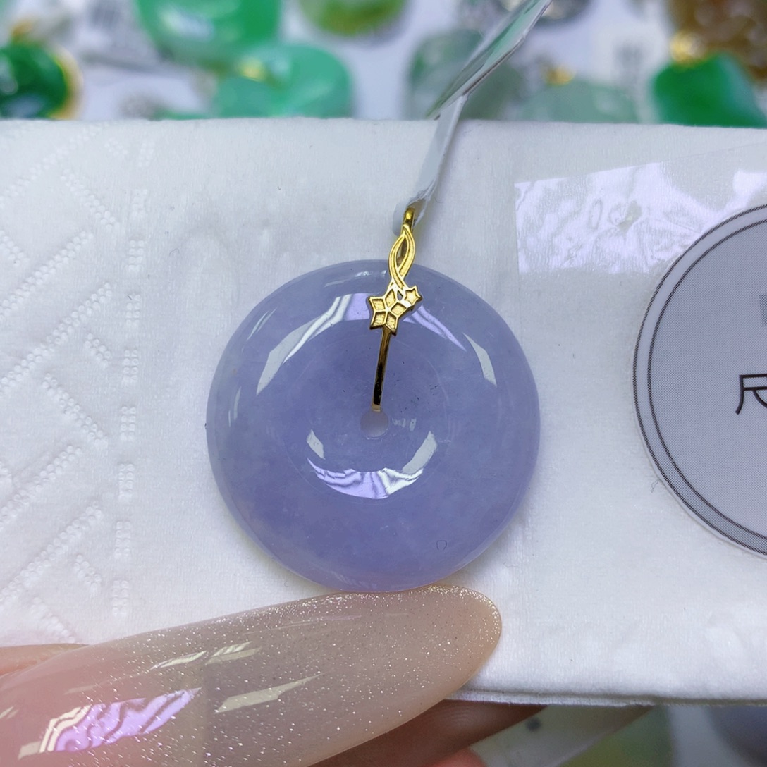 翡翠18K金镶嵌颈饰天然缅甸翡翠a货百元以上9元证书费自理