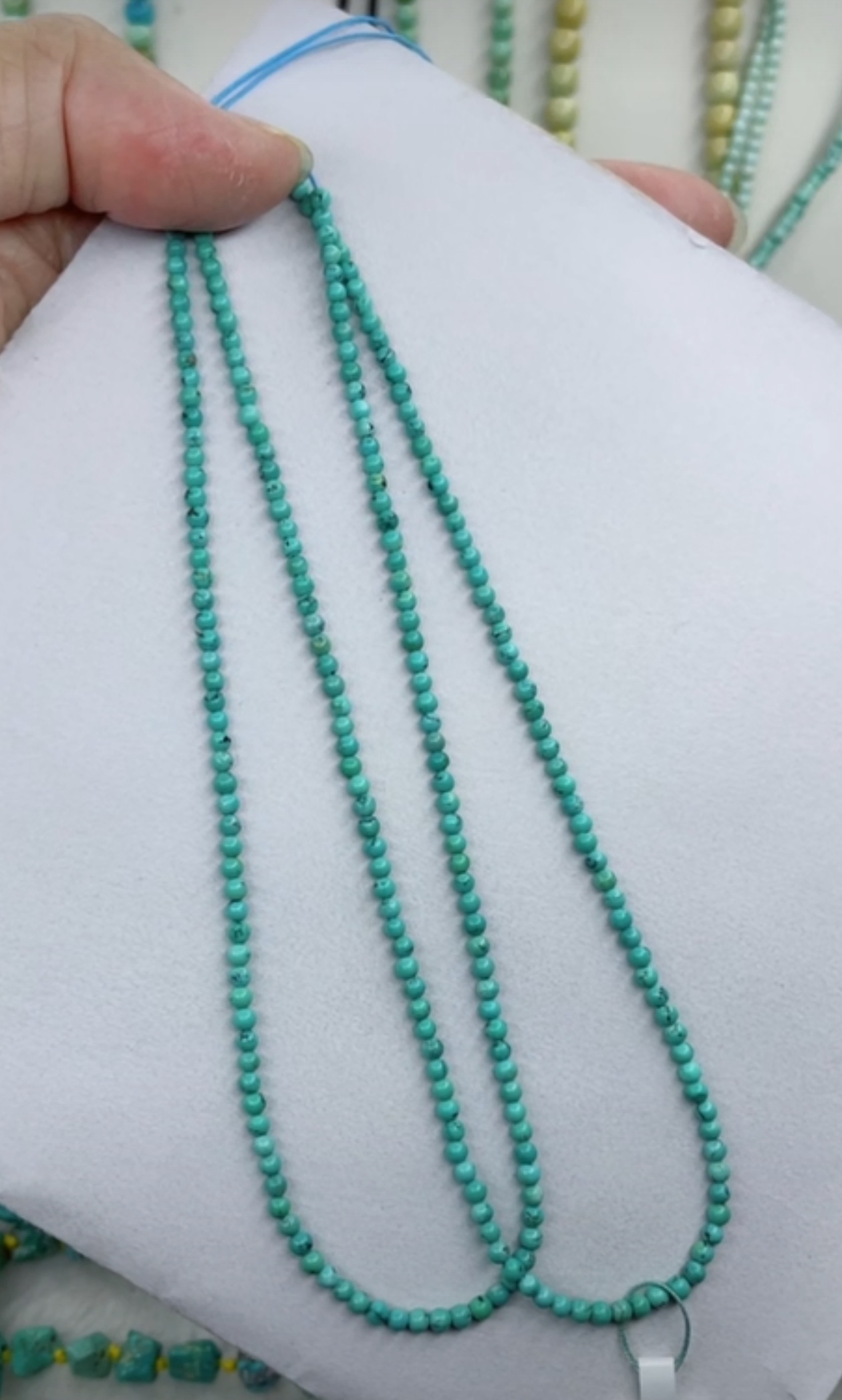 天然原矿绿松石米链