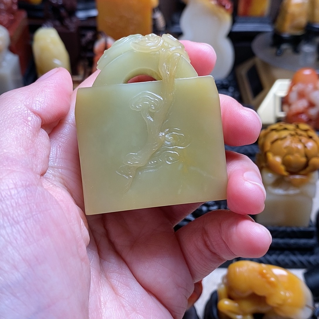 寿山石锦*鲤月尾绿印章111