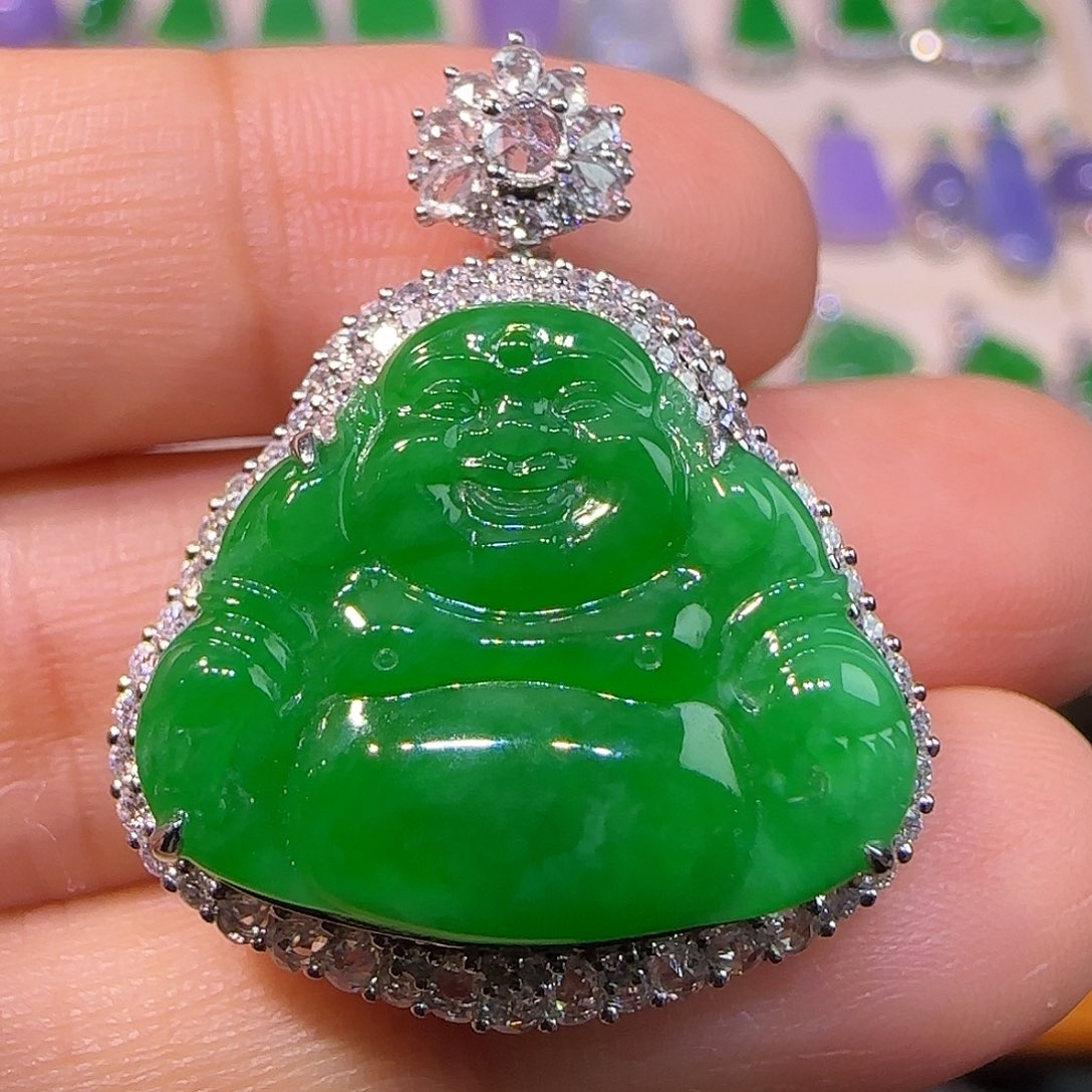 翡翠18K金镶嵌吊坠(不含链)