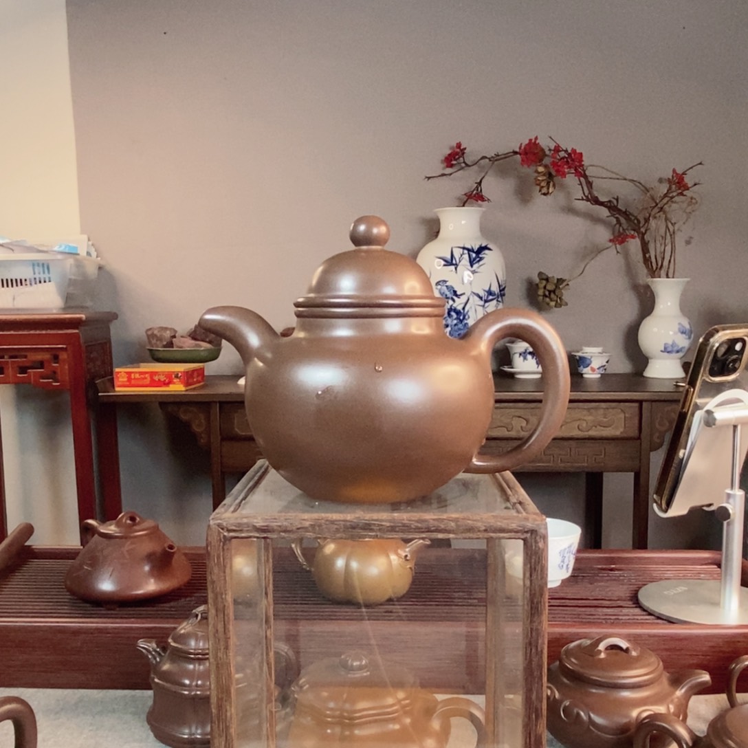 紫砂茶壶秋**叶紫砂壶甲子泥多球壶