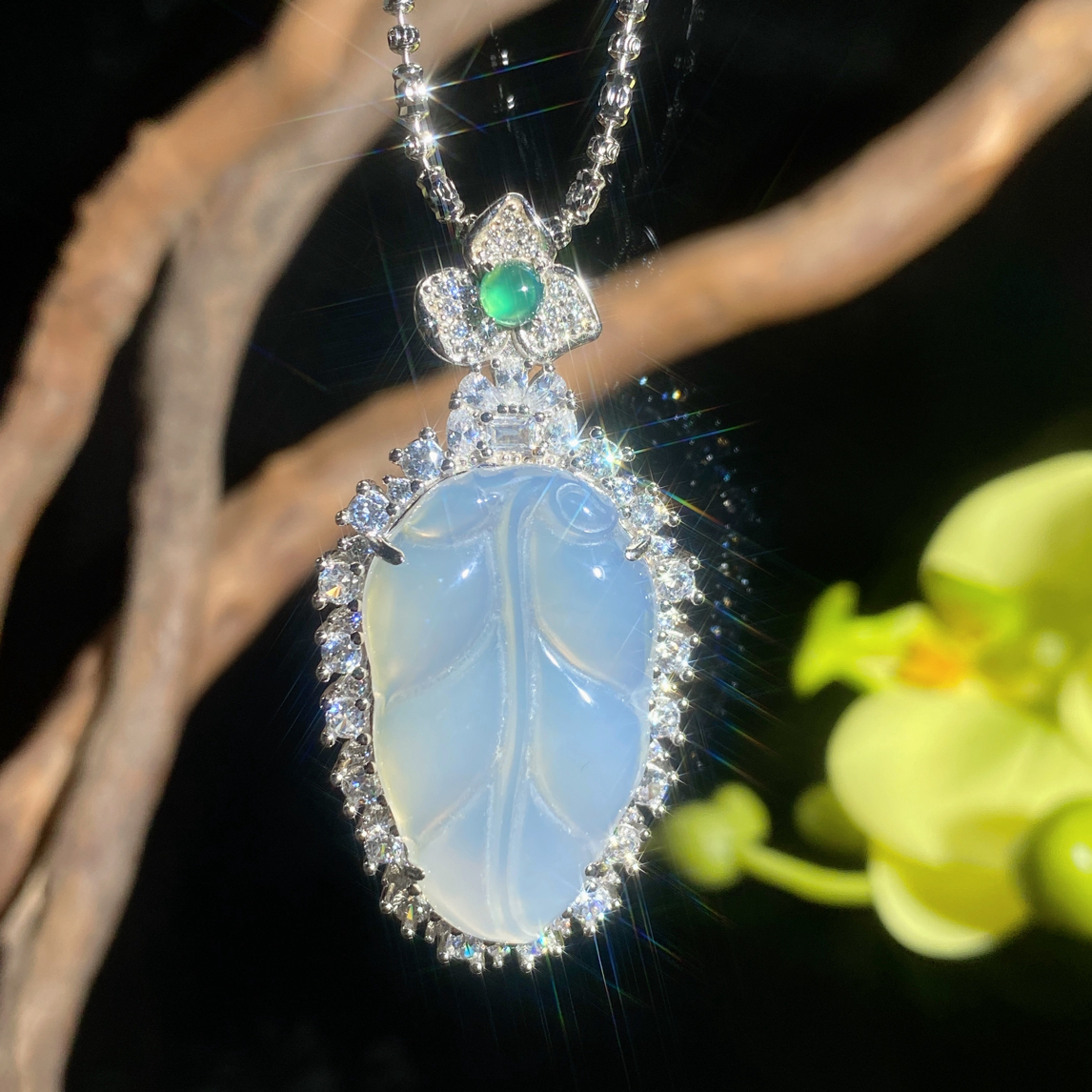 925银银制品 925银白yusui叶子吊坠（不含链）