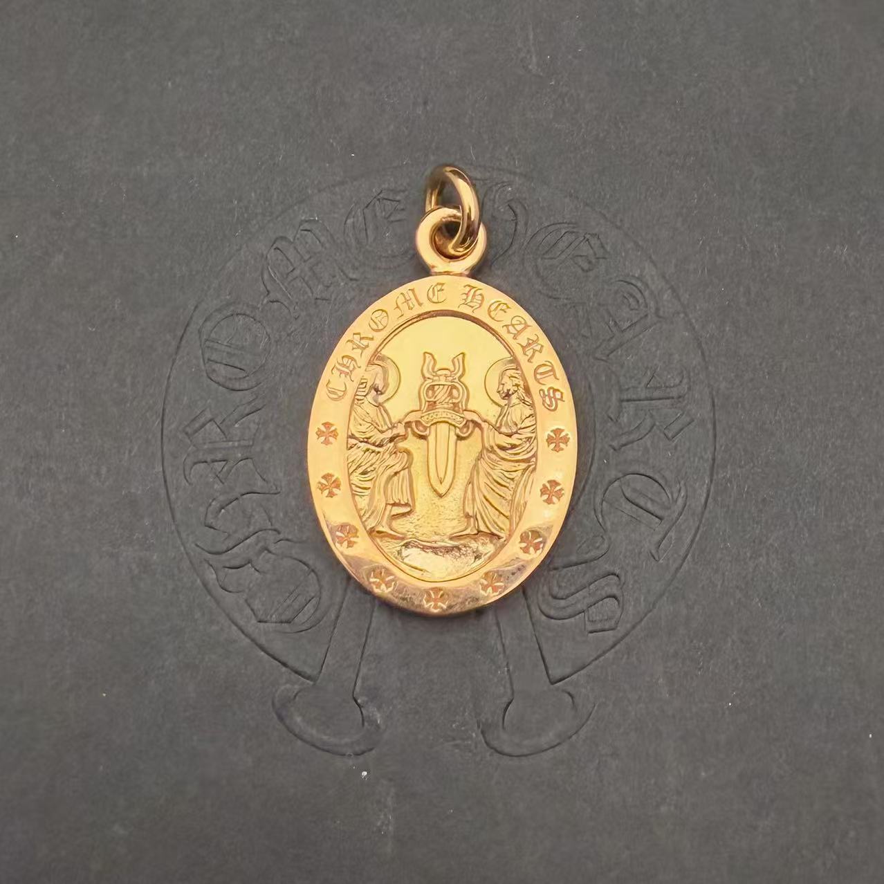 吊坠925银 ChromeHearts金天使椭圆牌吊坠