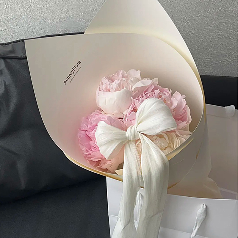 【绿萝】新品质感法式珠光纱雪缎布料花束装饰蝴蝶结绑带花店资材