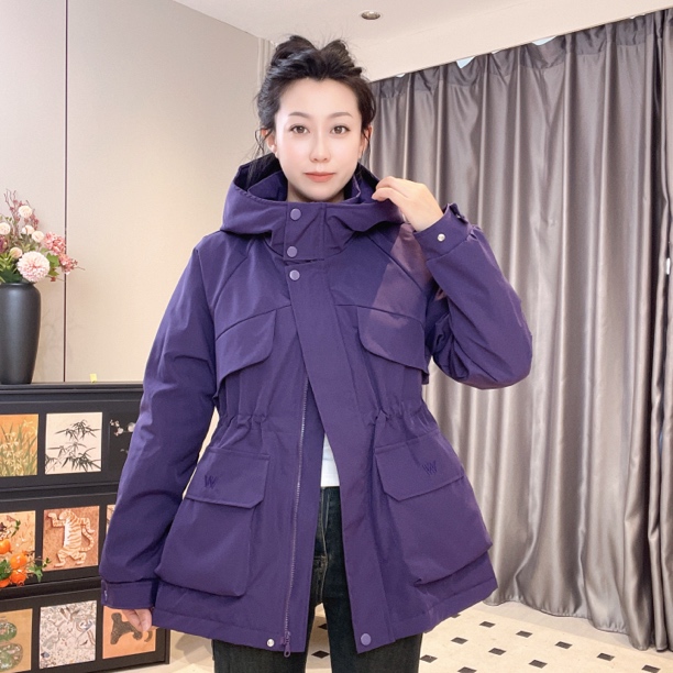 《芳芳》秋冬连帽中长款宽松百搭薄棉风衣外套收腰休闲防风时尚273#