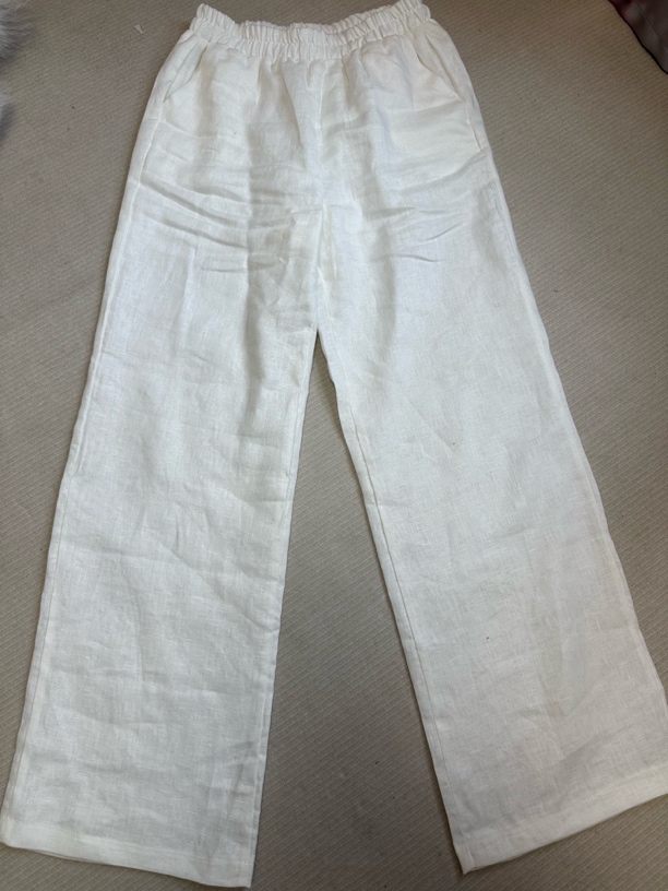 时尚休闲亚麻直筒裤