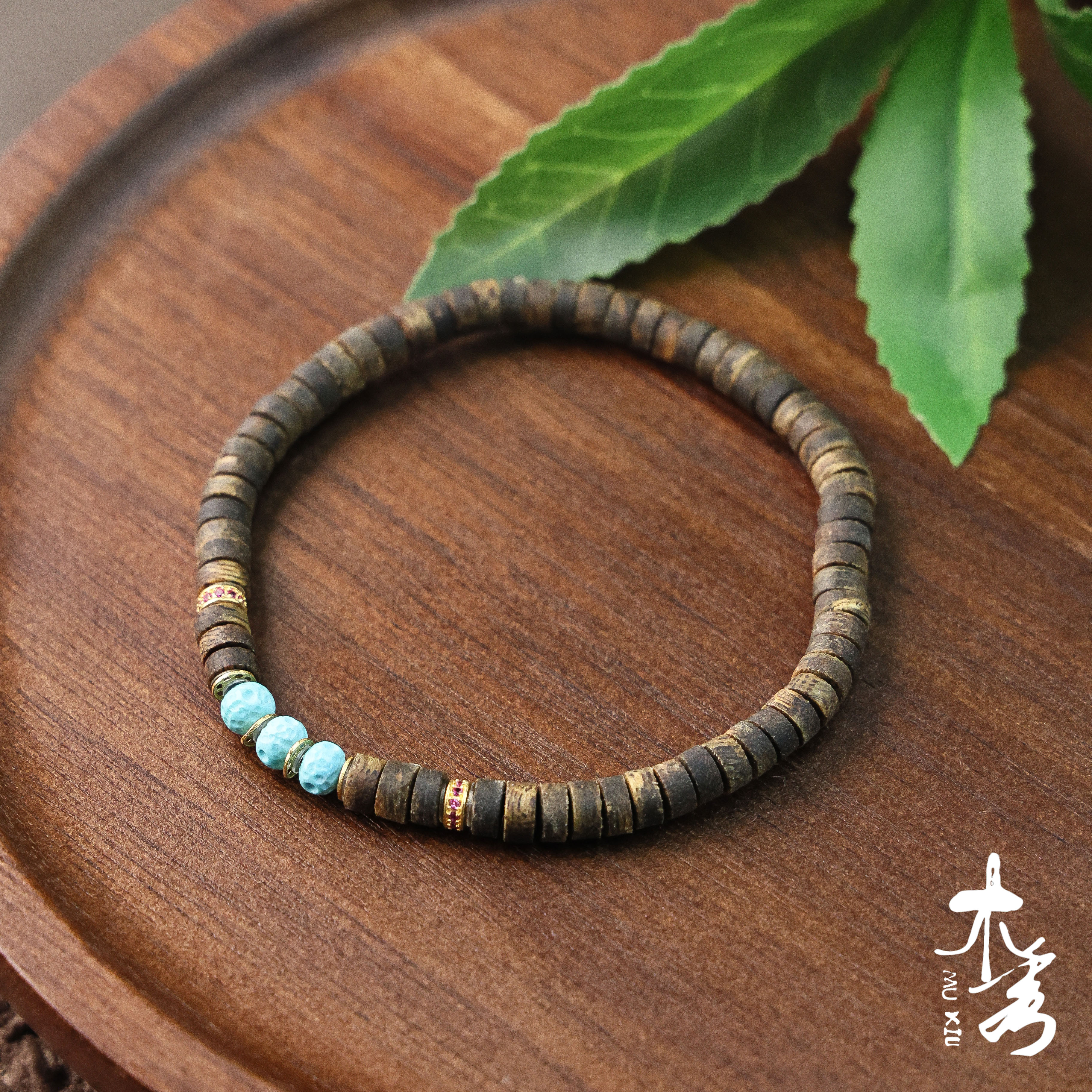 沉香【沉水级】18K沉香片片珠单圈手串 三 XK25476