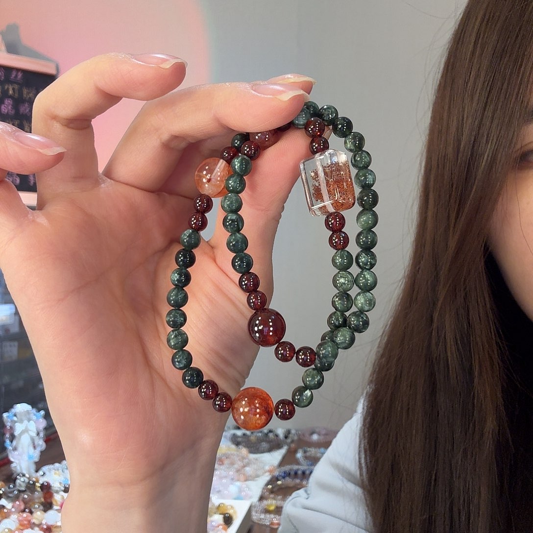 烟晶银S925镶嵌手链