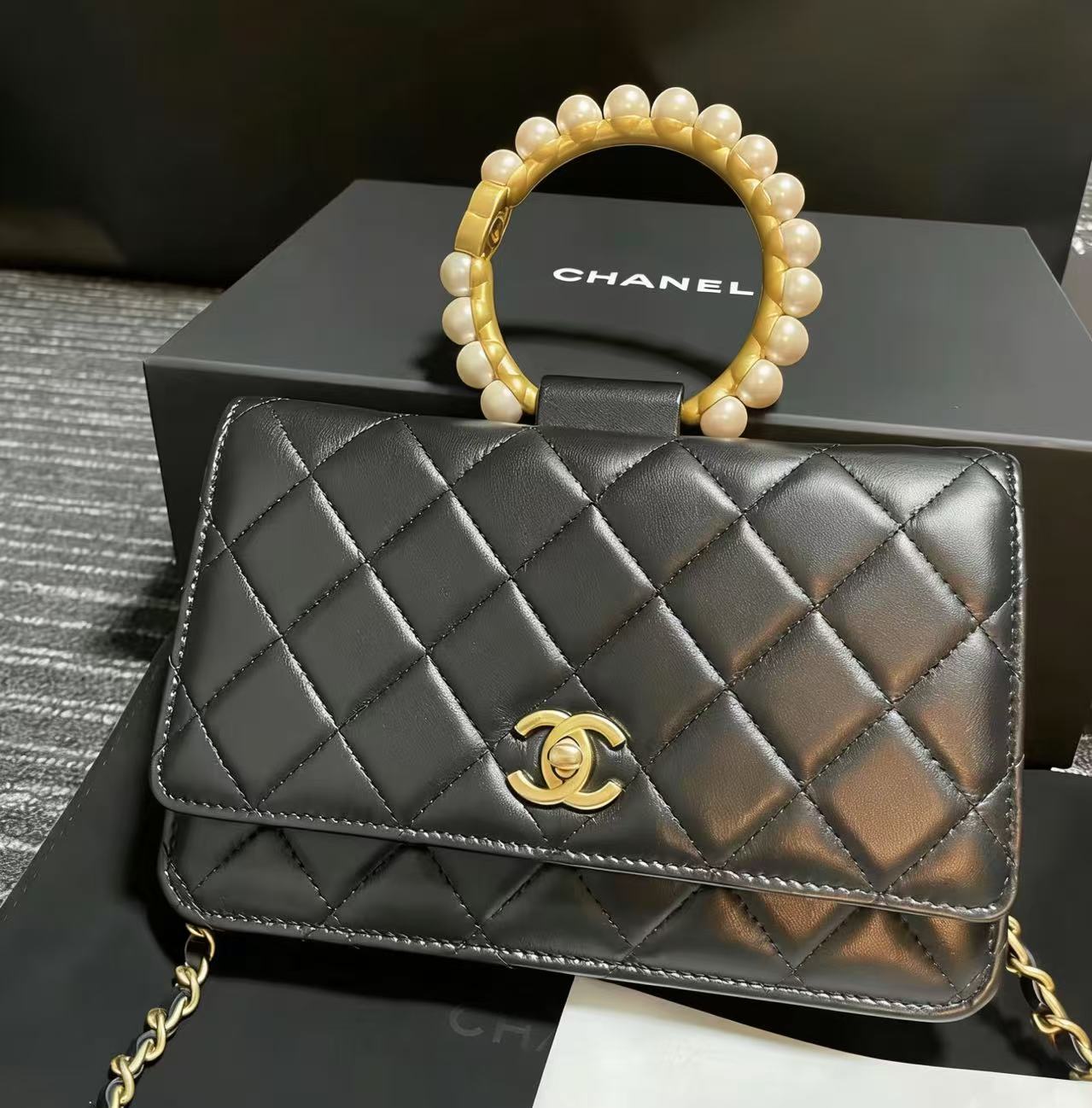 99新 Chanel/香奈儿 任意门奢品/香奈儿21A珍珠手柄woc挎包/99新