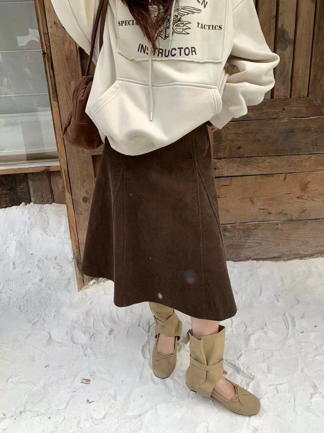 米古古 YY#、9202#新 韩版简约加绒灯芯绒半身裙（腰围70 裙长59）