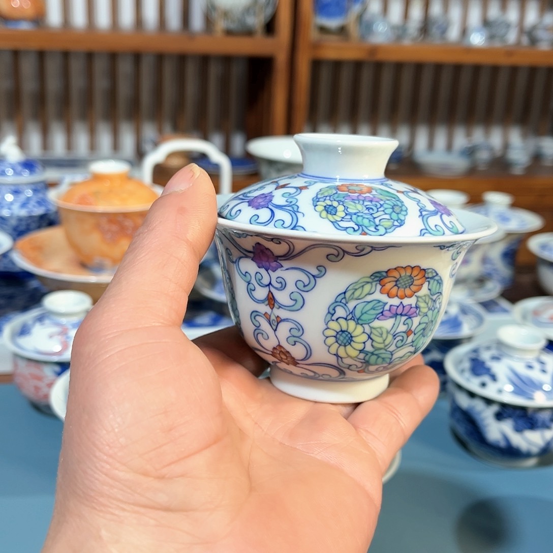 錡镇堂手工手绘盖碗