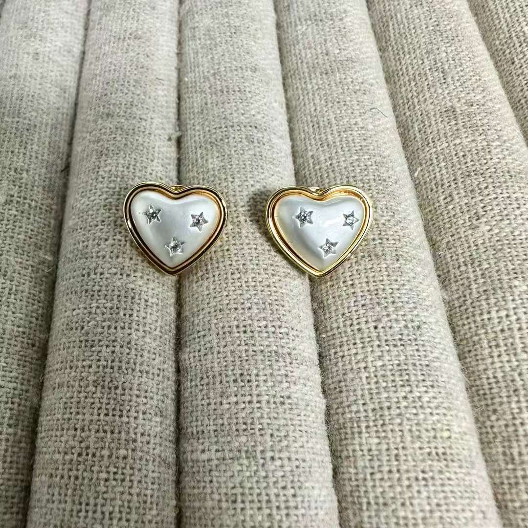 铜合金耳饰 轻奢伍陆柒-1343爱心点钻款可爱气质耳钉